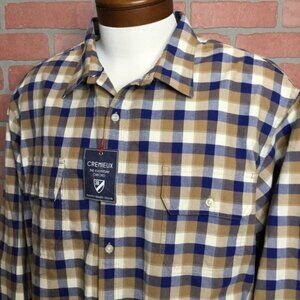 NWT Cremieux Mens Oxford Shirt Plaid XXL 2X Long Sleeve Button Front
